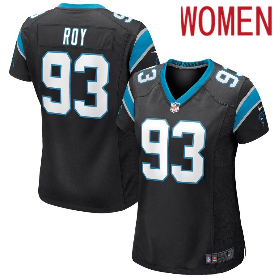 Women Carolina Panthers #93 Bravvion Roy Nike Black Game NFL Jersey->women nfl jersey->Women Jersey
